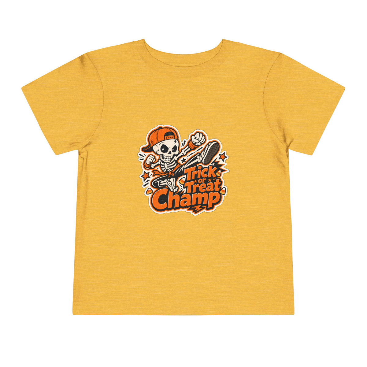 Toddler Tee — 'Trick or Treat Champ' Halloween Skeleton Skate Graphic