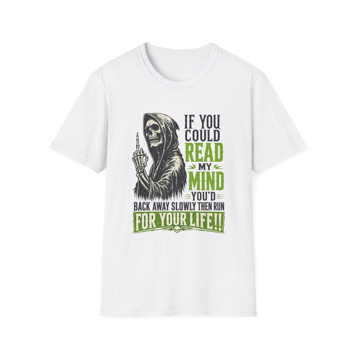 Skull Grim Reaper T-Shirt – "If You Could Read My Mind…" Graphic Tee