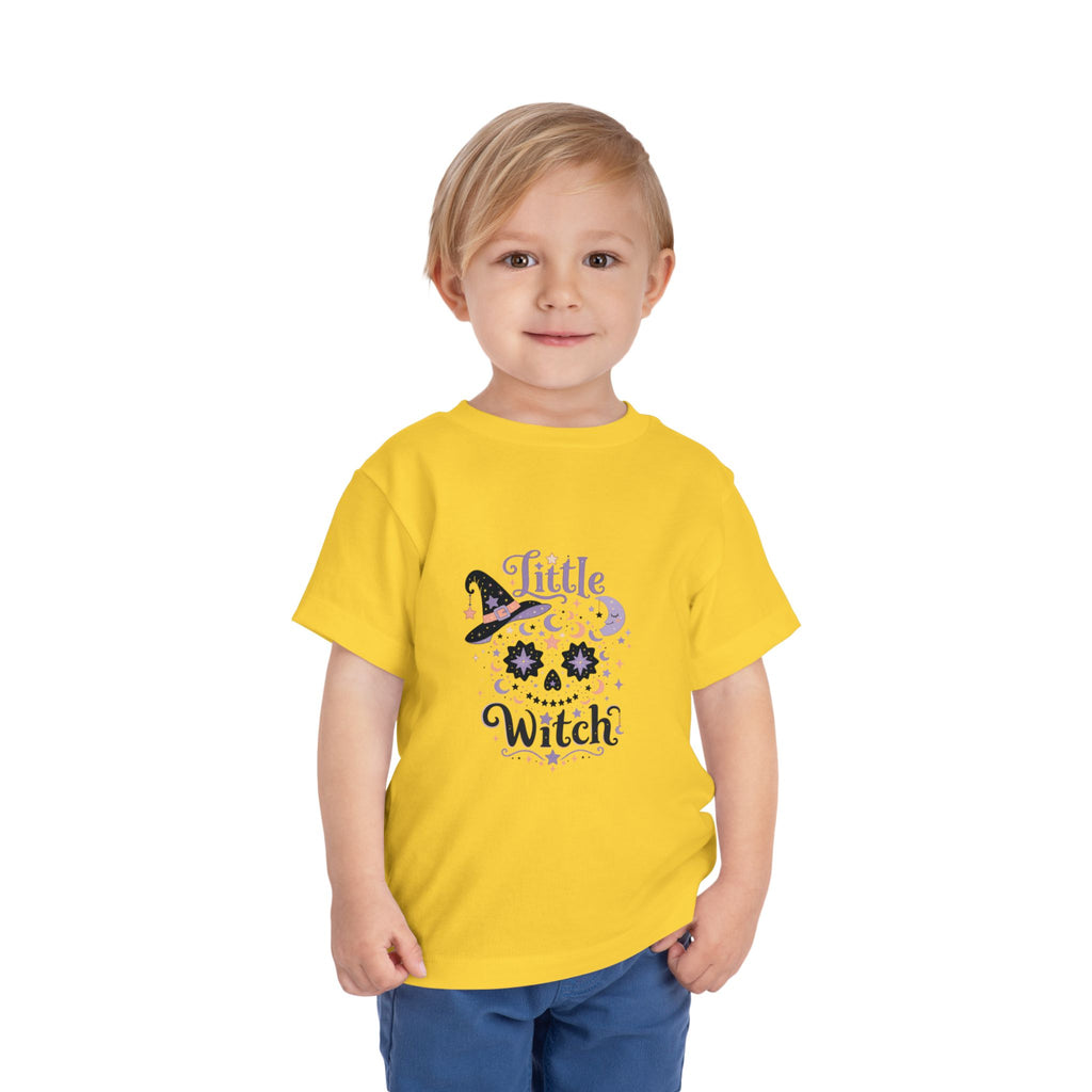 Toddler Tee — "Little Witch" Halloween Skull Hat Graphic