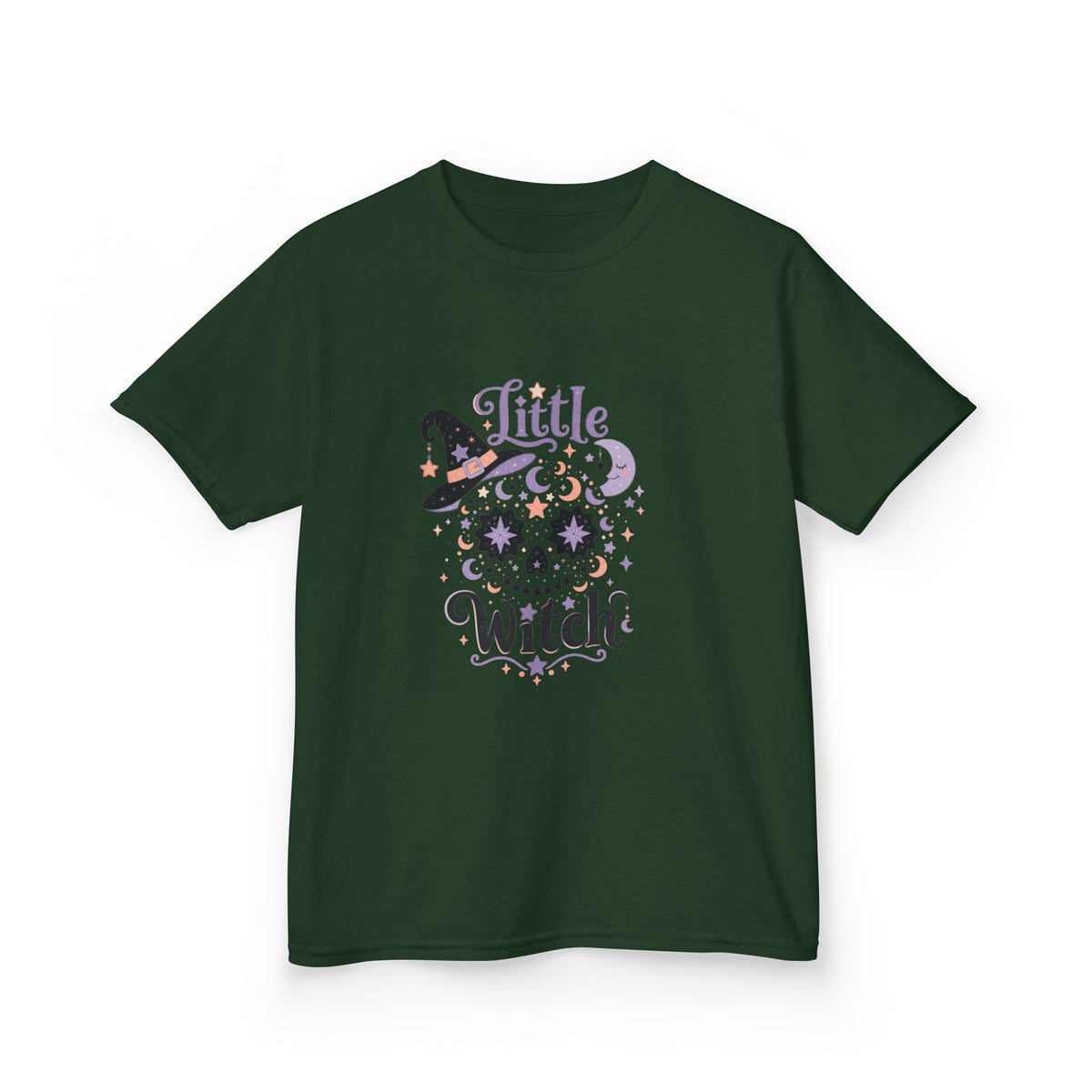Kids T-Shirt - "Little Witch" Halloween Skull Design
