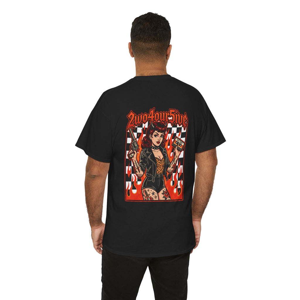 Graphic Tee — '2wo4our5ive' Pinup Racerback Design