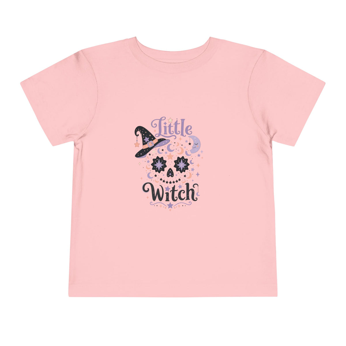 Toddler Tee — "Little Witch" Halloween Skull Hat Graphic
