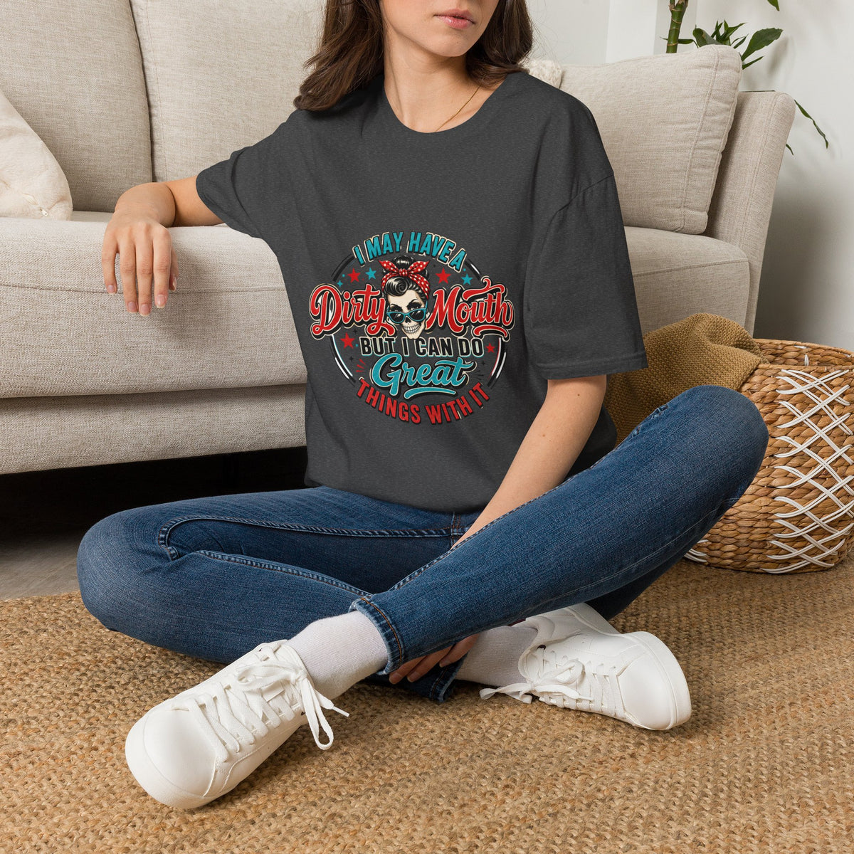 T-Shirt — "I May Have a Dirty Mouth But I Can Do Great Things With It" Retro Rosie Graphic