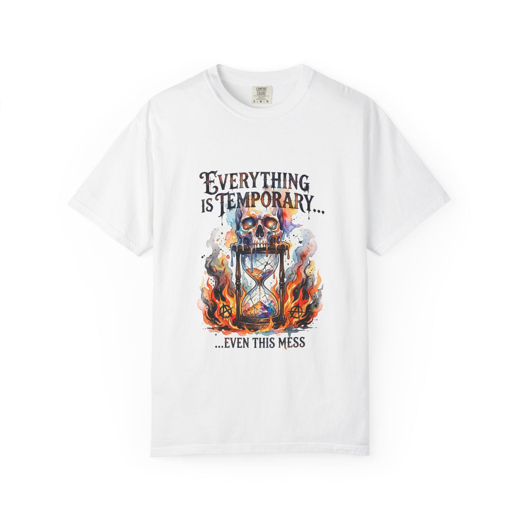 Everything Is Temporary T-Shirt — Skull Hourglass Graphic Tee