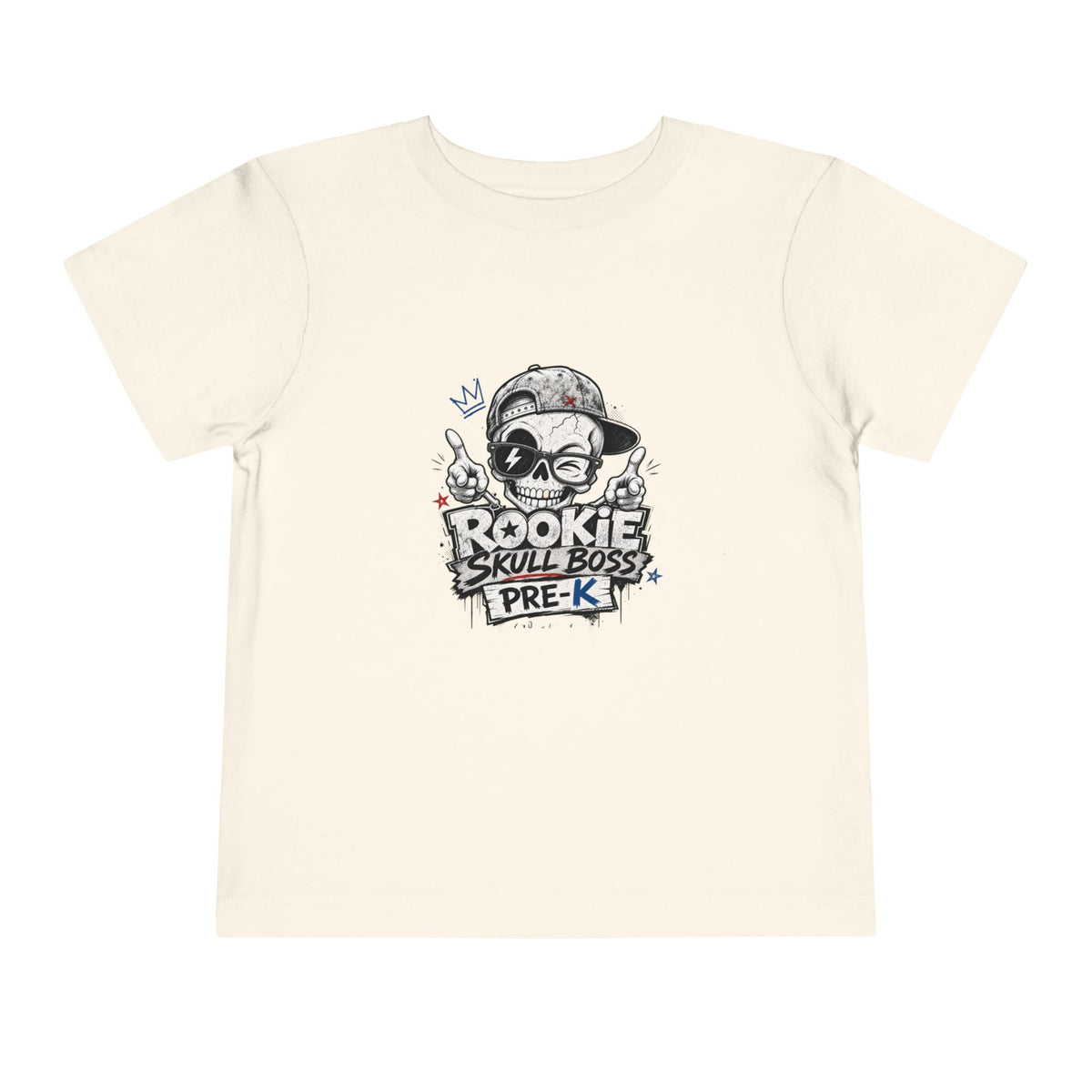 Toddler Tee — "Rookie Skull Boss Pre-K" Graphic Shirt