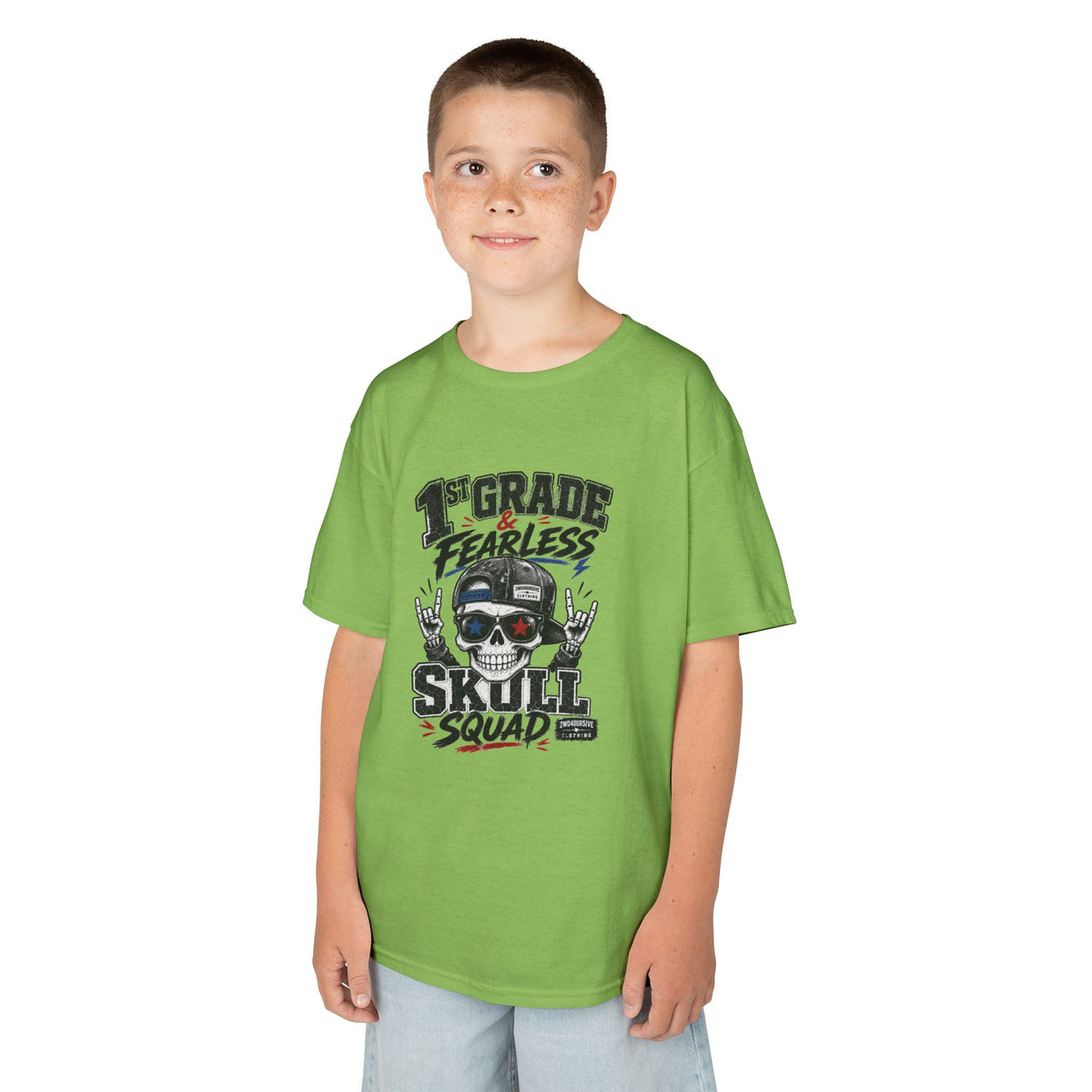 Kids Skull Squad T‑Shirt – 1st Grade Fearless Design