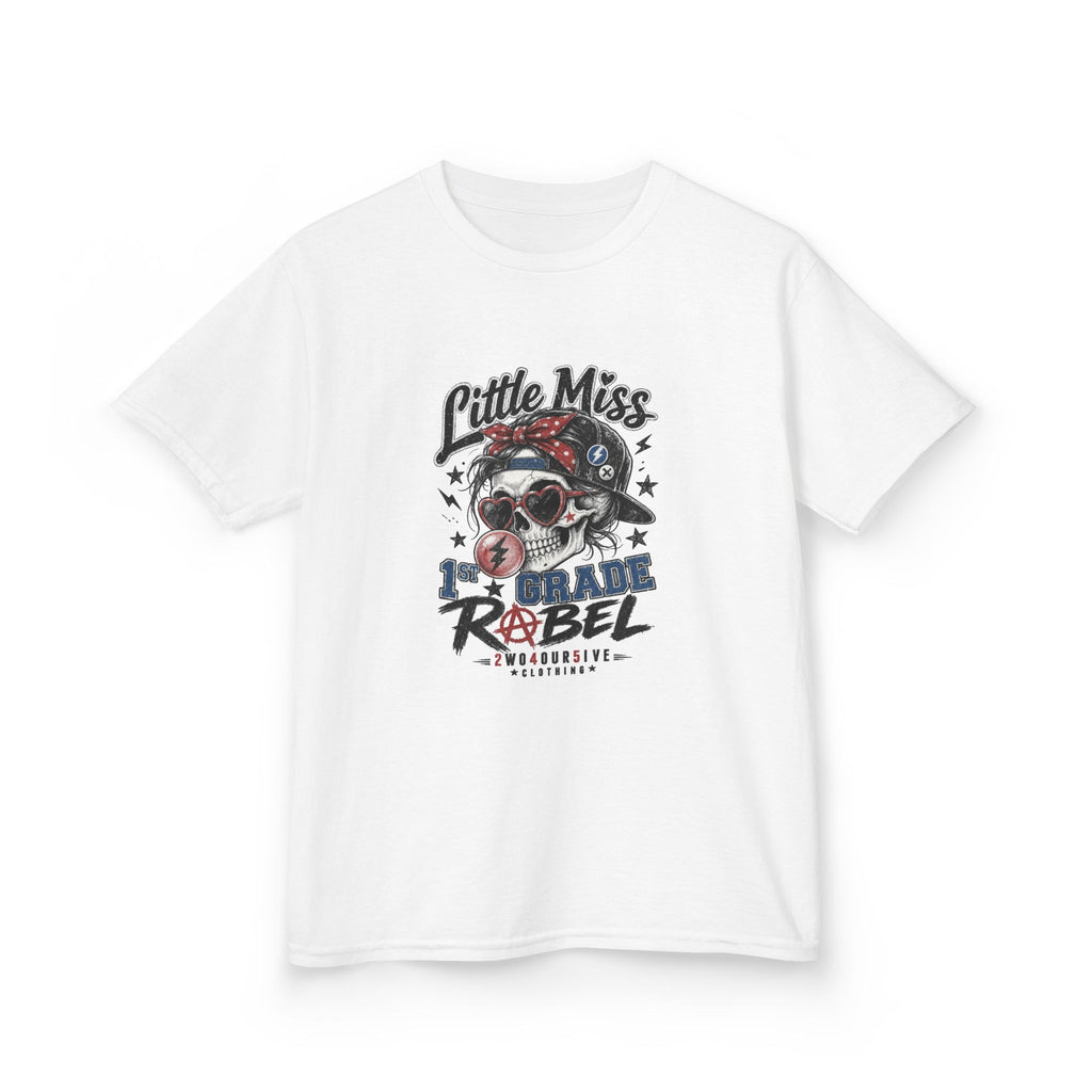 Kids T-Shirt — "Little Miss Rebel" Skull Bandana Graphic