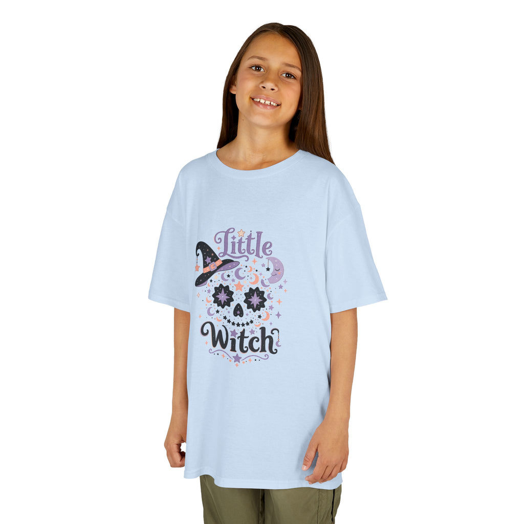 Kids T-Shirt - "Little Witch" Halloween Skull Design
