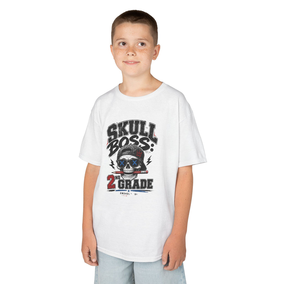 Kids Tee — "Skull Boss 2nd Grade" Back-to-School Graphic Shirt