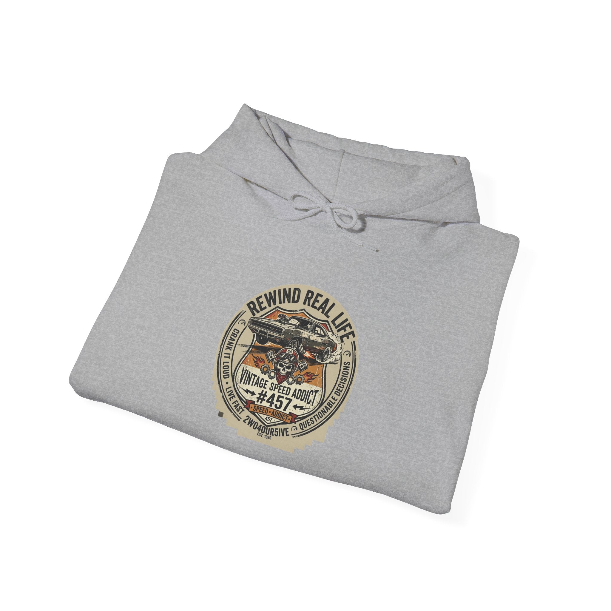 Vintage Biker Skull Hoodie – 'Live Young, Ride Fast' Retro Motorcycle Sweatshirt