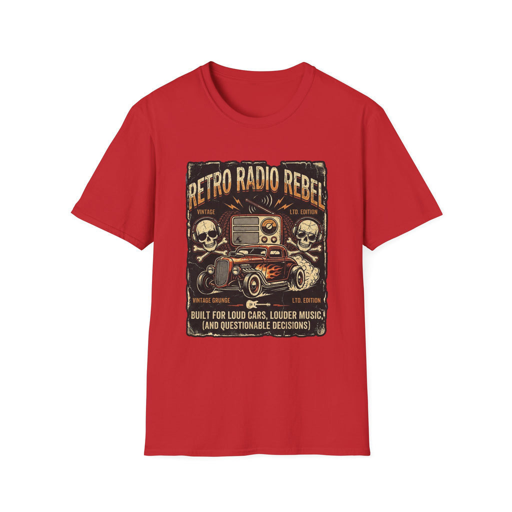 Retro Radio Rebel T-Shirt — Vintage Car, Skull & Stereo Graphic Tee