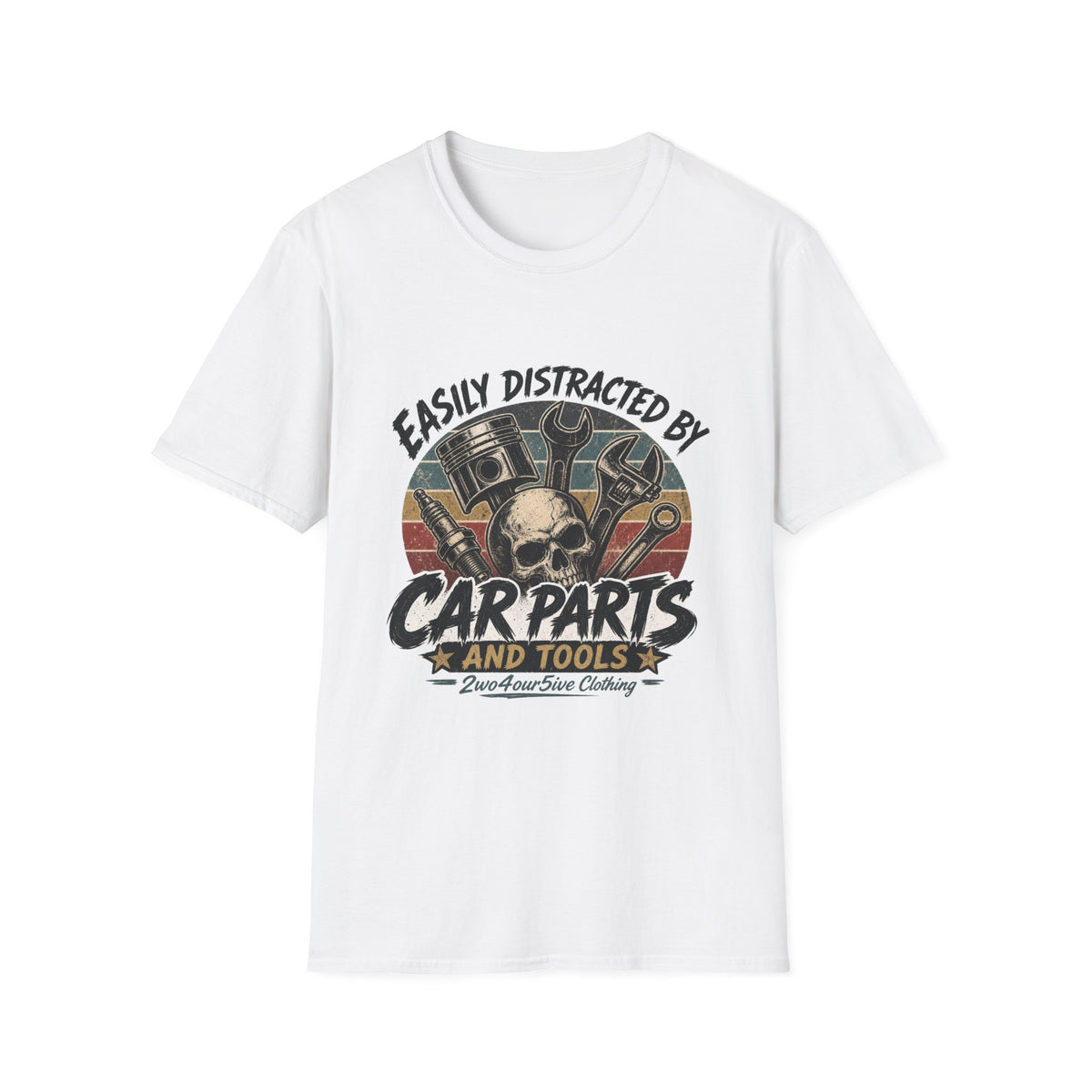 Car Parts & Tools T-Shirt — "Easily Distracted by Car Parts and Tools" Retro Mechanic Tee