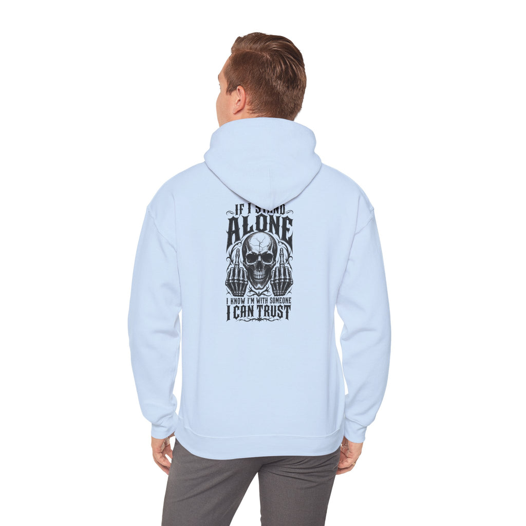 Skull Graphic Hoodie - "Alone I Can Trust" Gothic Skull Back Print