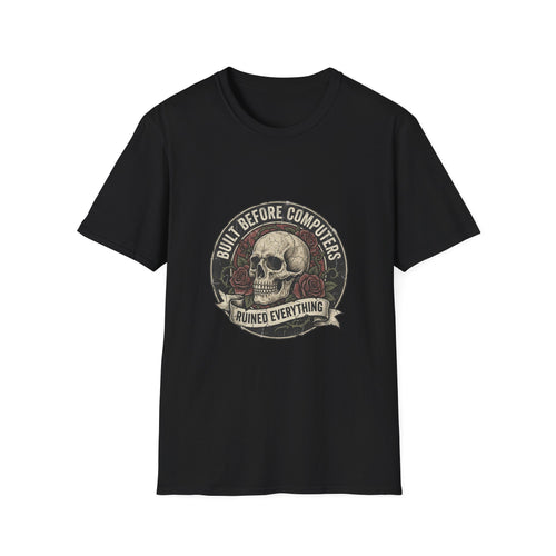 Vintage Skull Graphic T-Shirt - Built Before Computers - 2wo4our5ive Clothing