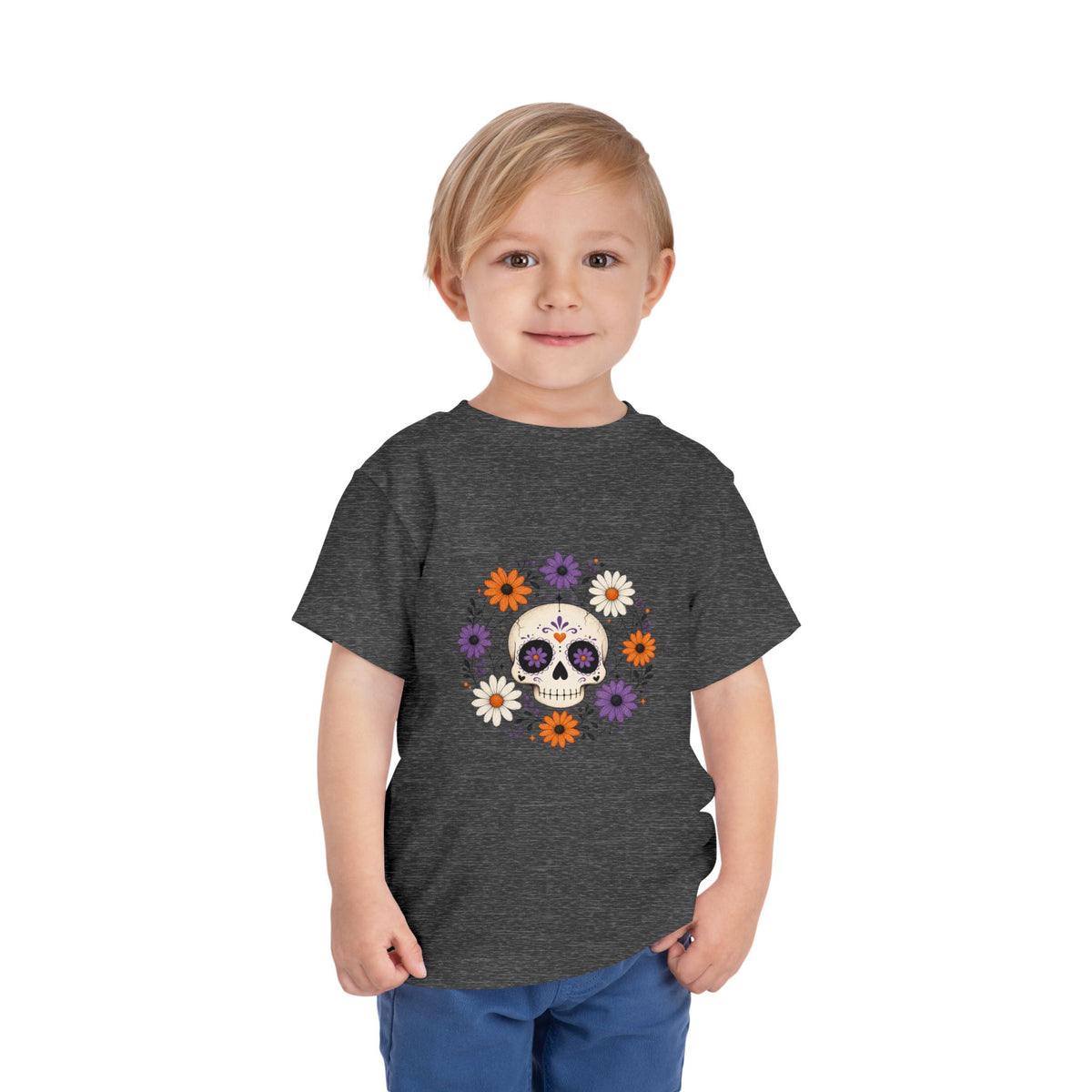 Toddler Tee — Floral Sugar Skull Day of the Dead Kids Shirt