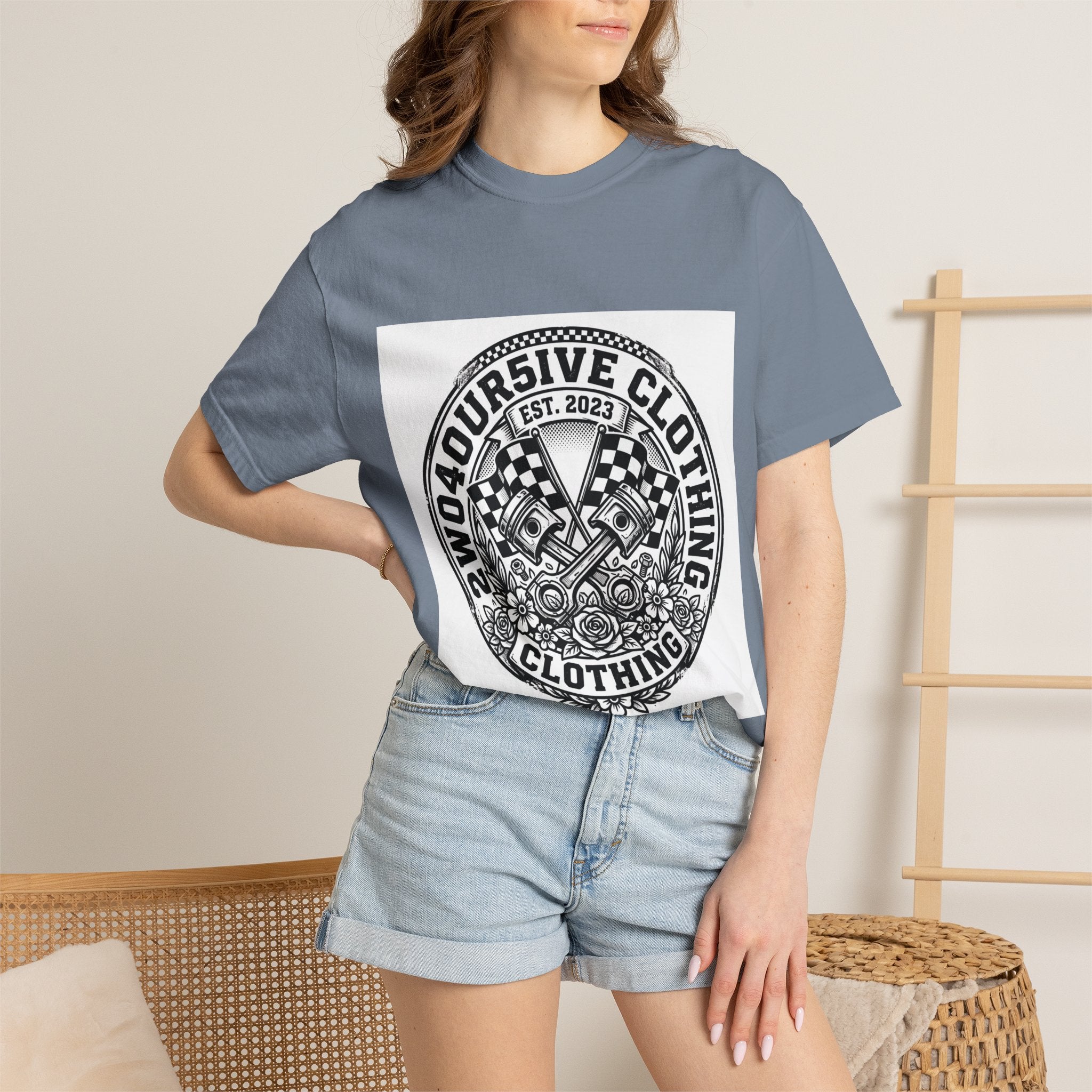 Vintage Racing Crest T-Shirt — '2W04OURSIVE CLOTHING' Graphic Tee