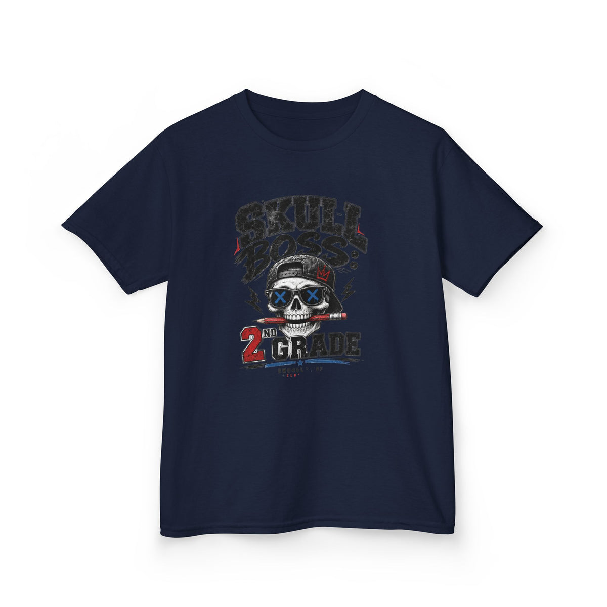 Kids Tee — "Skull Boss 2nd Grade" Back-to-School Graphic Shirt