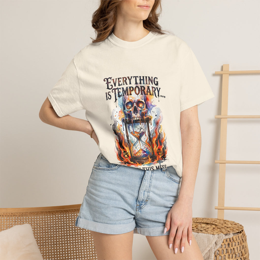 Everything Is Temporary T-Shirt — Skull Hourglass Graphic Tee