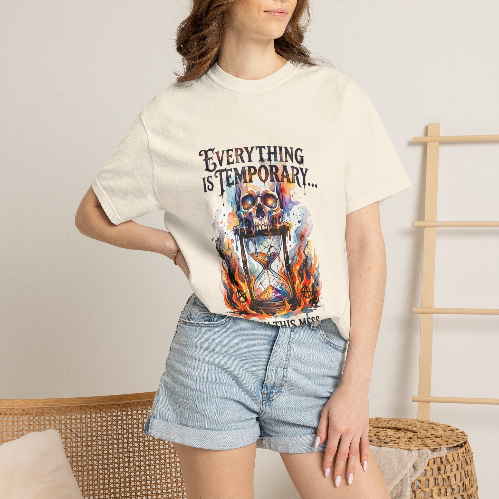 Everything Is Temporary T-Shirt — Skull Hourglass Graphic Tee