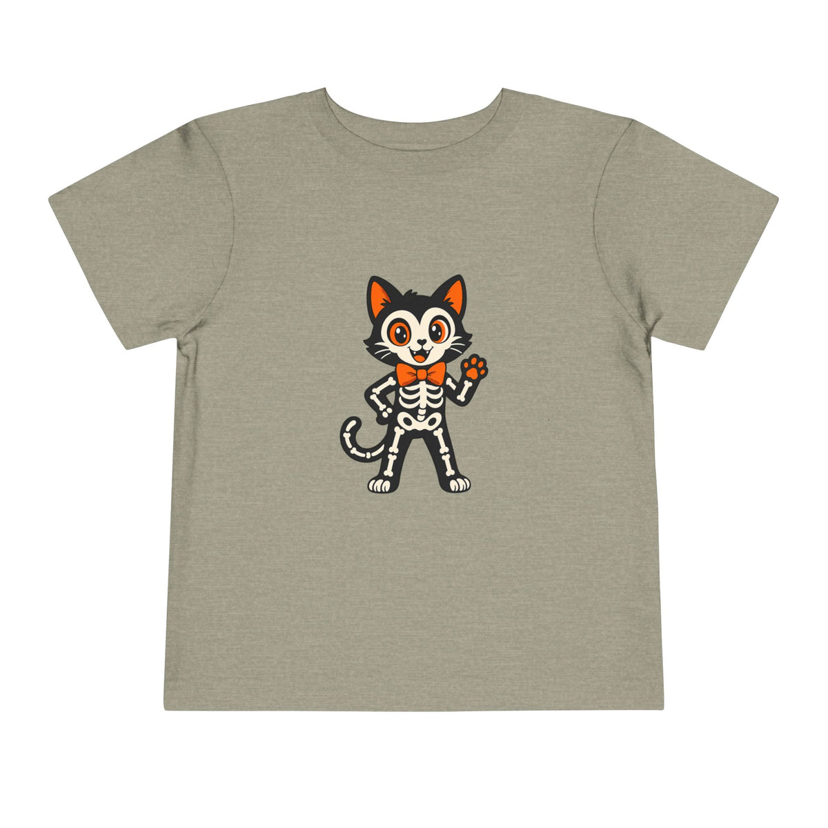 Toddler Tee — Cute Cat Skeleton Halloween Shirt