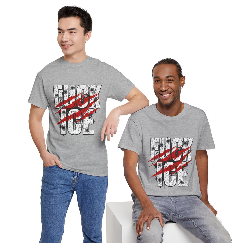 Graphic Tee — Distressed “F*** ICE” Protest Shirt with Red Slash