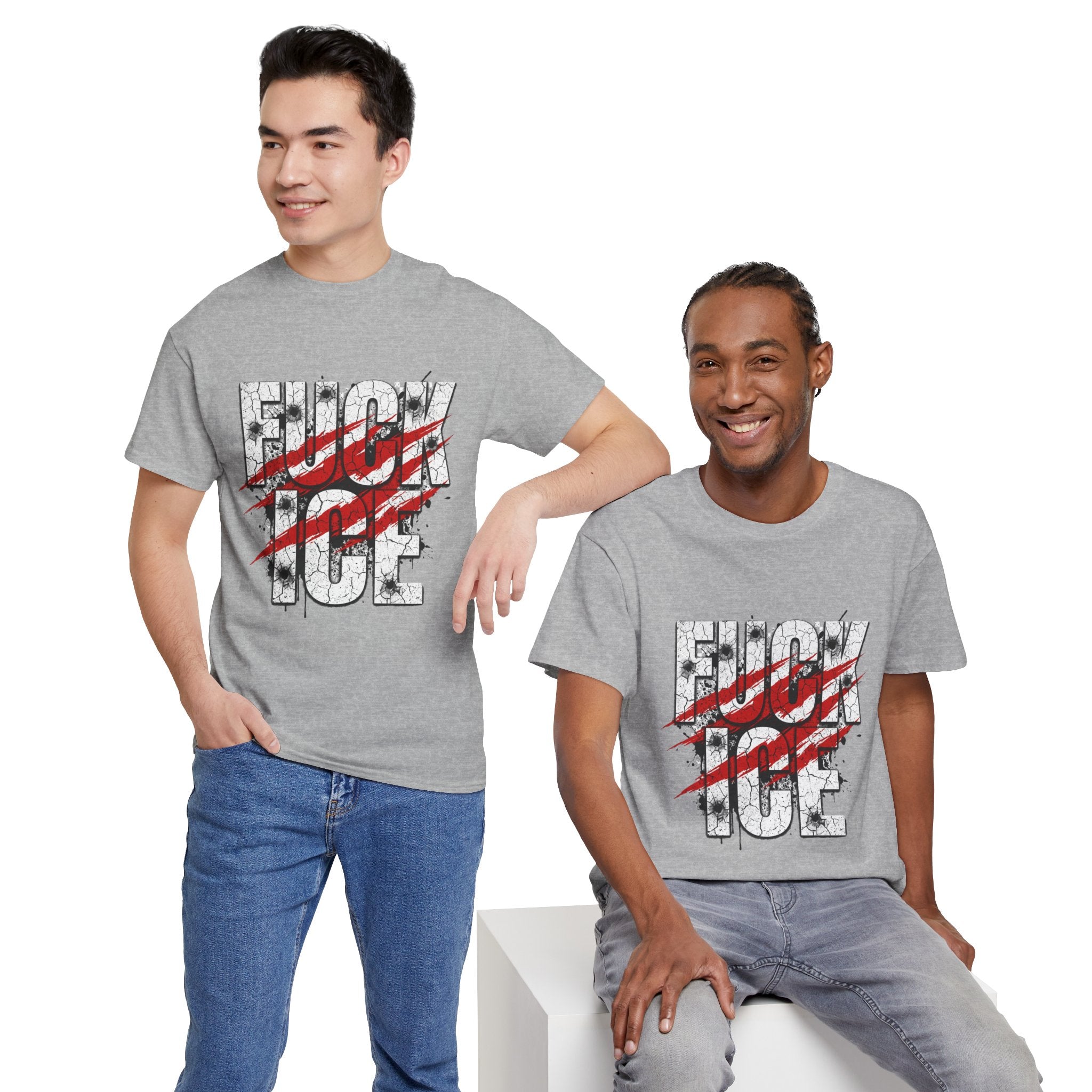 Graphic Tee — Distressed “F*** ICE” Protest Shirt with Red Slash