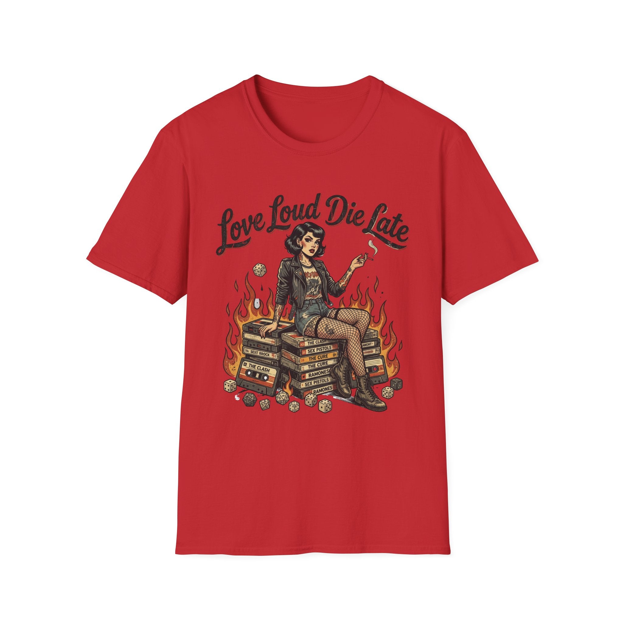 T-Shirt — "Love Loud Die Late" Retro Rockabilly Pin-Up Tee