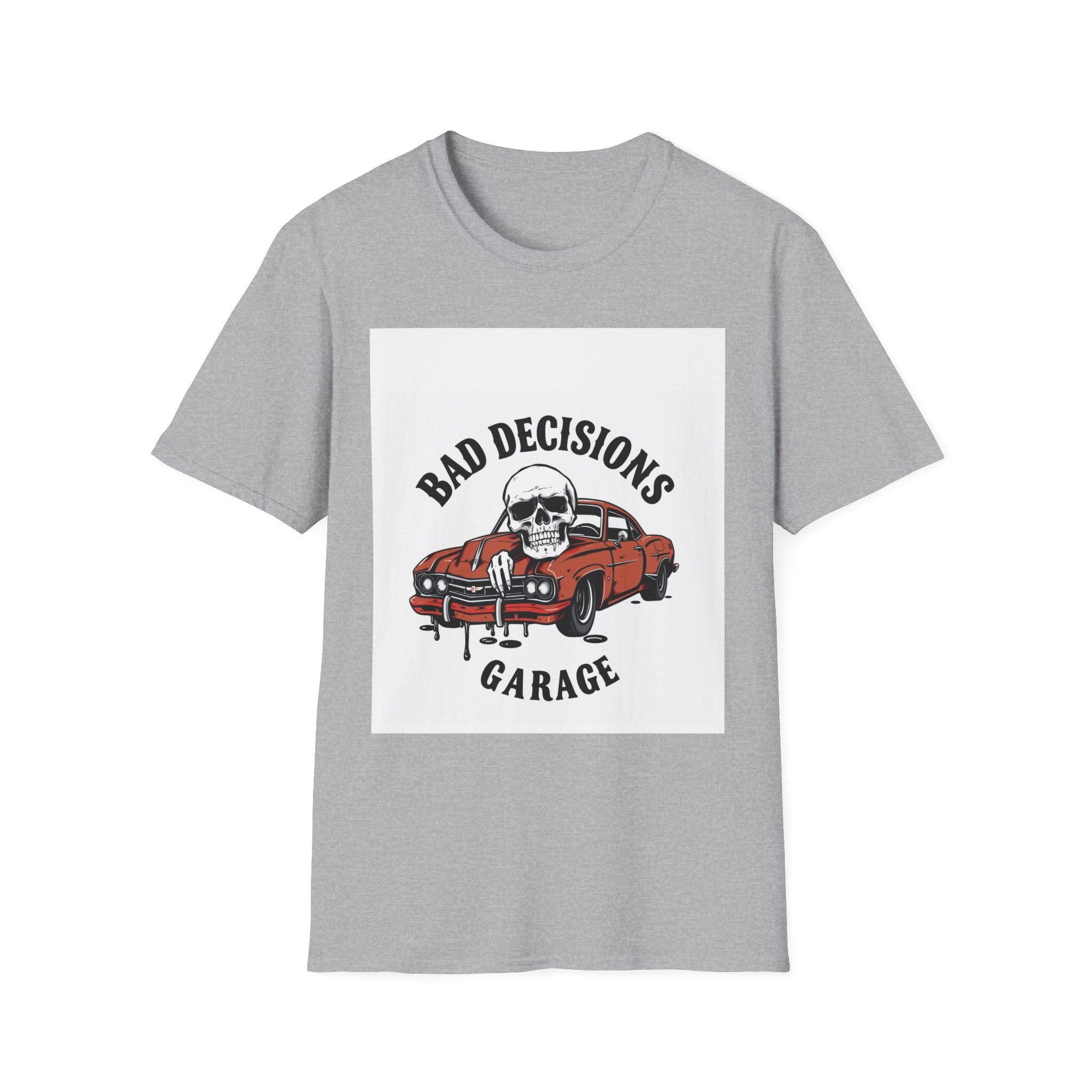 Bad Decisions Garage T-Shirt – Retro Skull & Muscle Car Tee