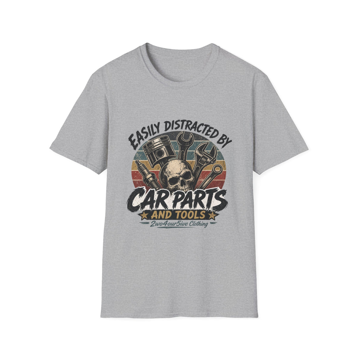 Car Parts & Tools T-Shirt — "Easily Distracted by Car Parts and Tools" Retro Mechanic Tee