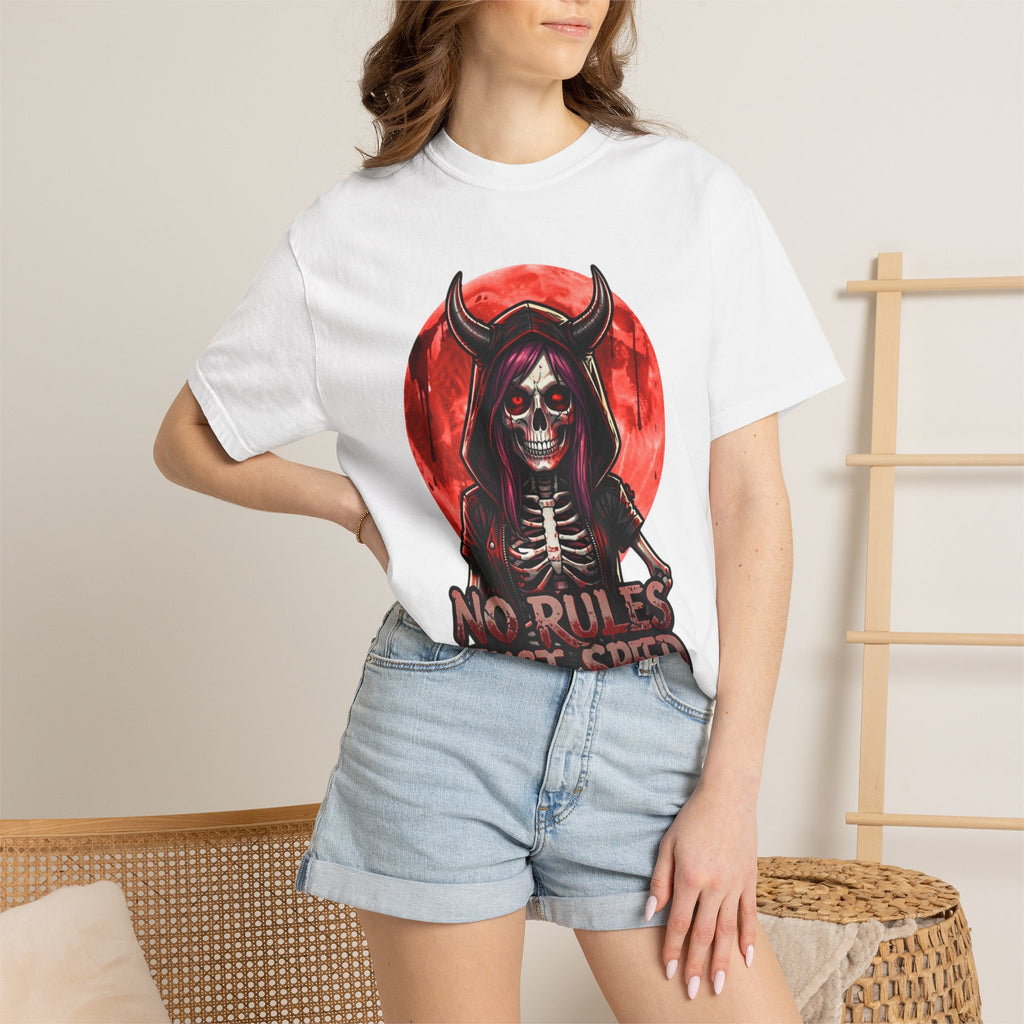 No Rules Just Speed Skull T-Shirt — Devil Rider Graphic Tee