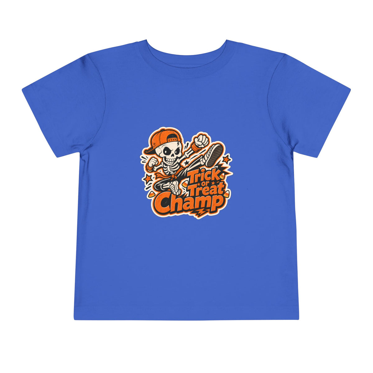 Toddler Tee — 'Trick or Treat Champ' Halloween Skeleton Skate Graphic