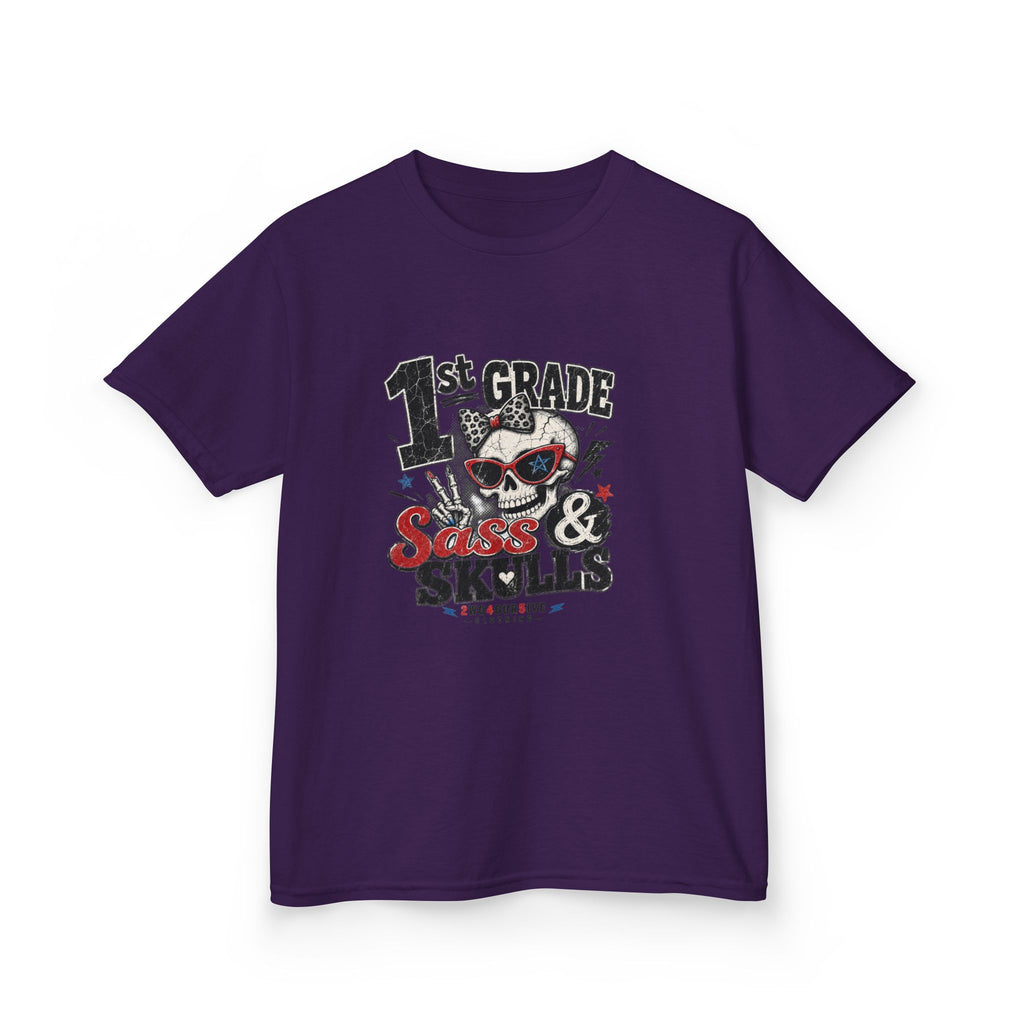 1st Grade Skulls & Sparks Kids Tee — Cute Rocker School Shirt for Back to School