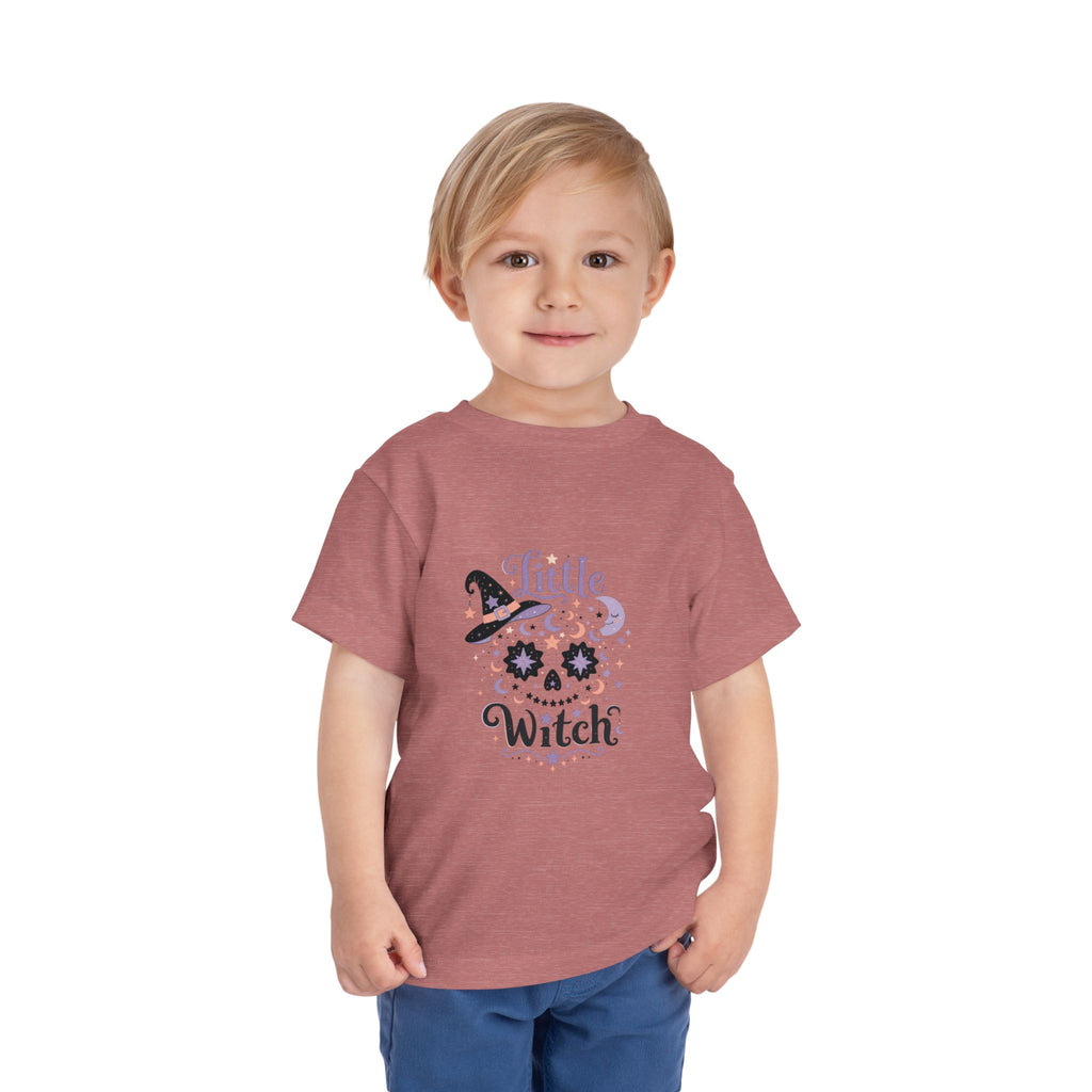 Toddler Tee — "Little Witch" Halloween Skull Hat Graphic