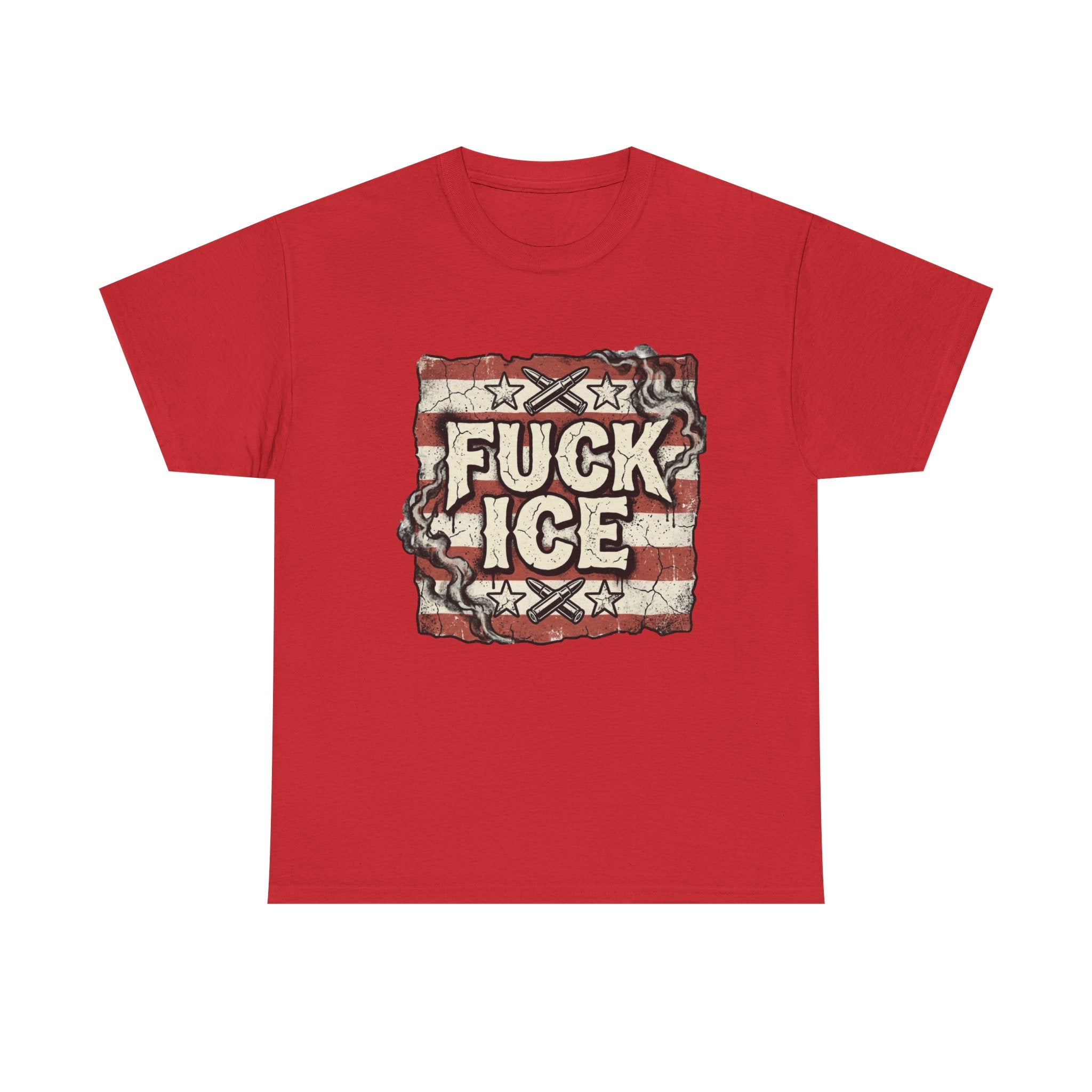 Graphic Tee — "FUCK ICE" Distressed American Flag Protest T‑Shirt