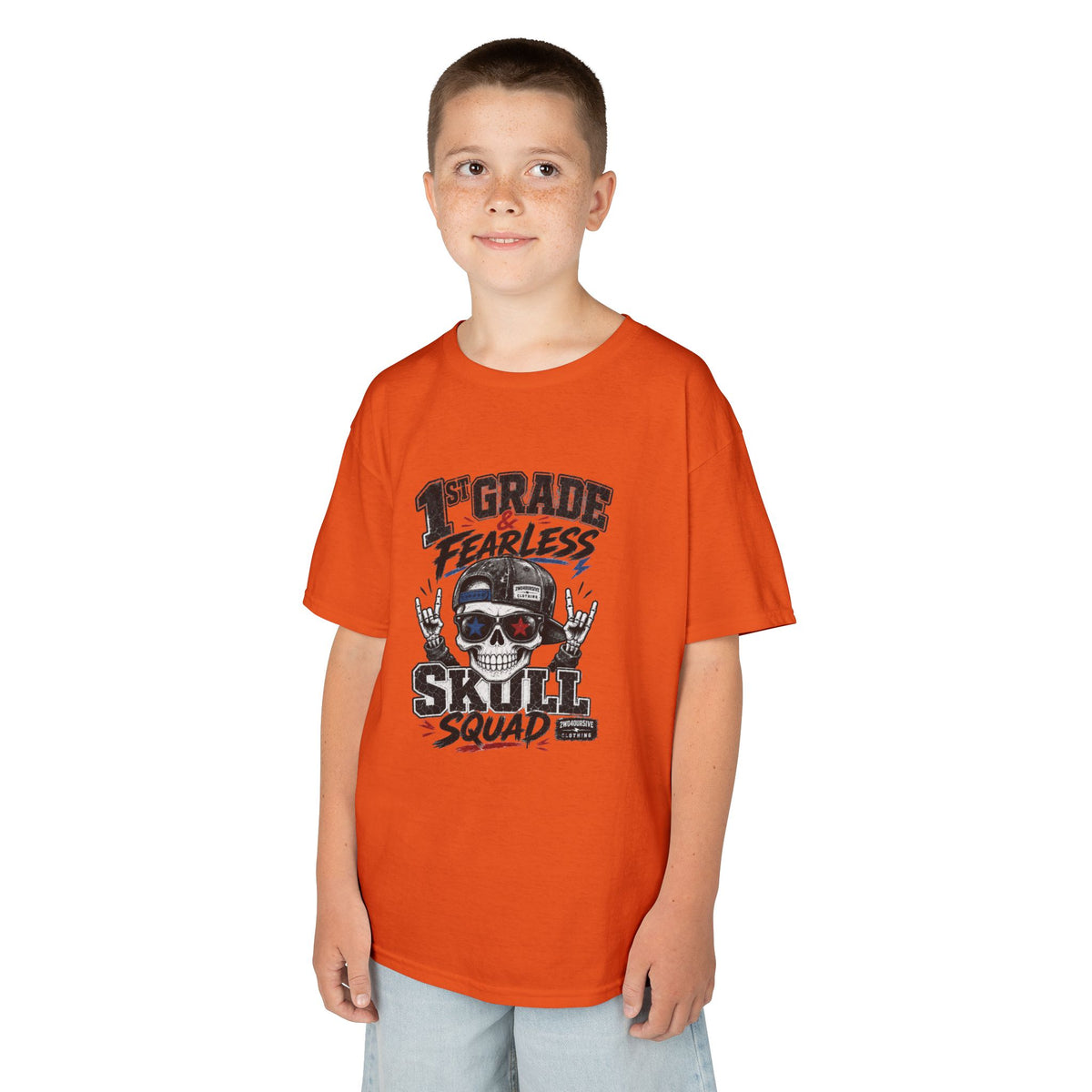 Kids Skull Squad T‑Shirt – 1st Grade Fearless Design