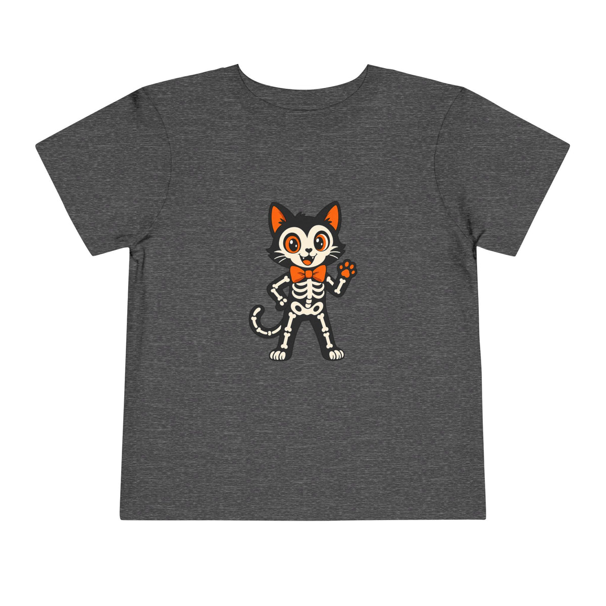 Toddler Tee — Cute Cat Skeleton Halloween Shirt