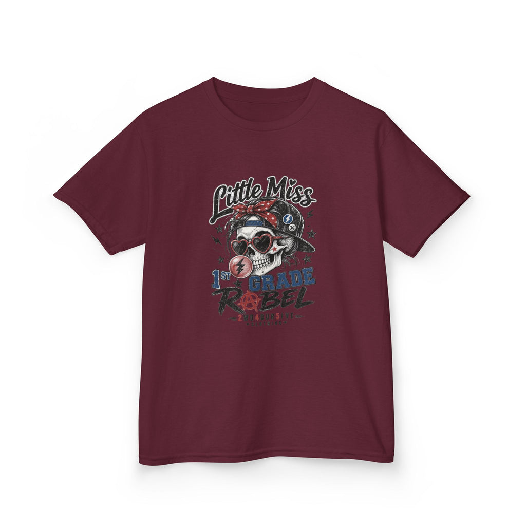 Kids T-Shirt — "Little Miss Rebel" Skull Bandana Graphic