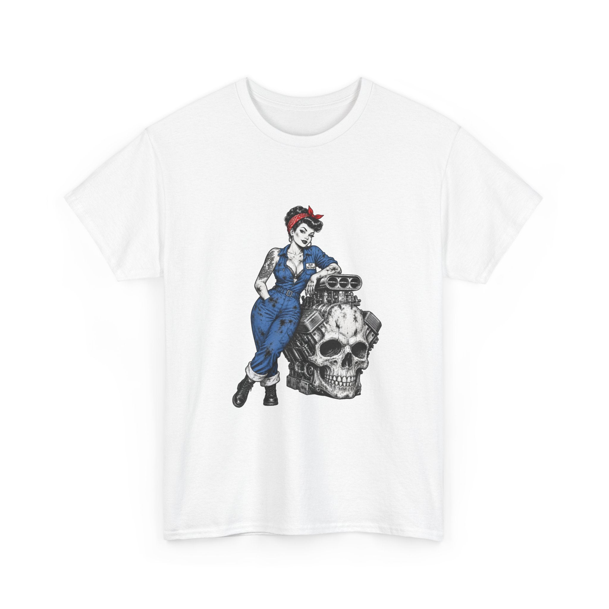 Rosie the Riveter Skull Tee — Feminist Retro Workwear Graphic T-Shirt
