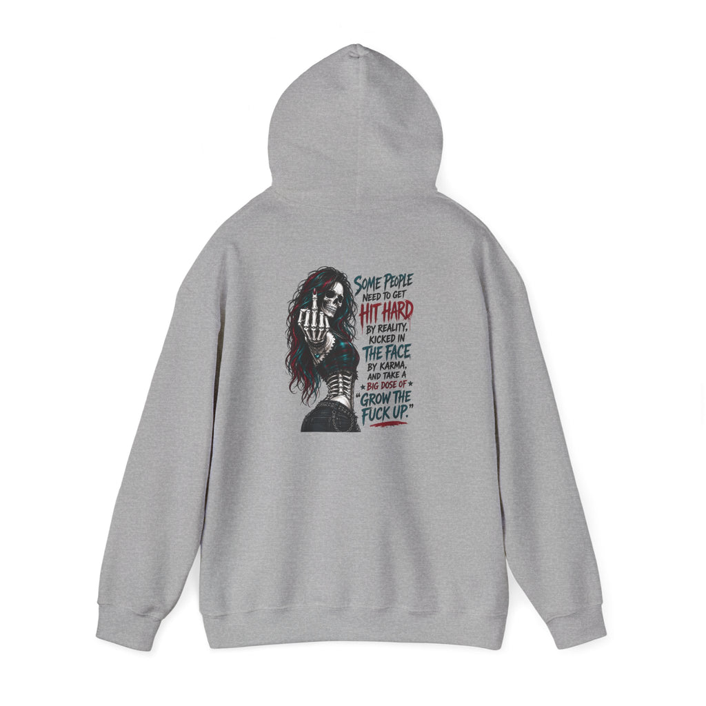 Graphic Hoodie — 'Some People Need to be Hit Hard' Edgy Quote Backprint