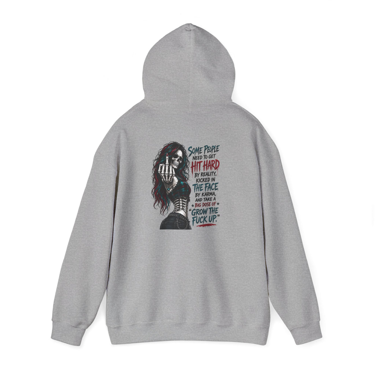 Graphic Hoodie — 'Some People Need to be Hit Hard' Edgy Quote Backprint