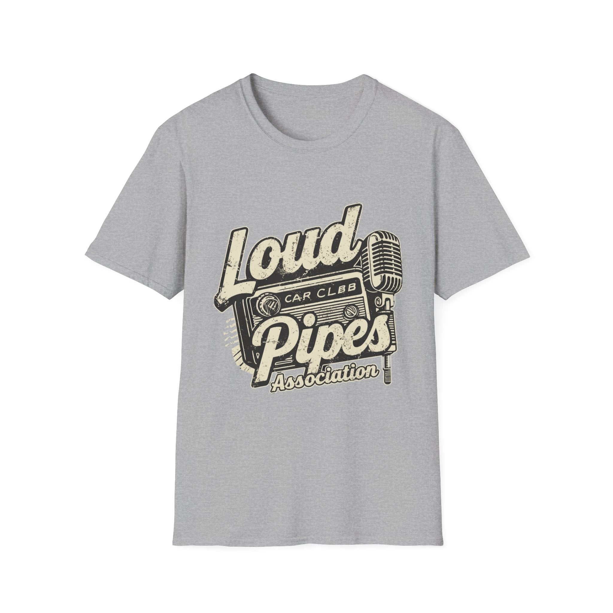 Loud Pipes Car Club T-Shirt — Retro Microphone Vintage Racing Tee