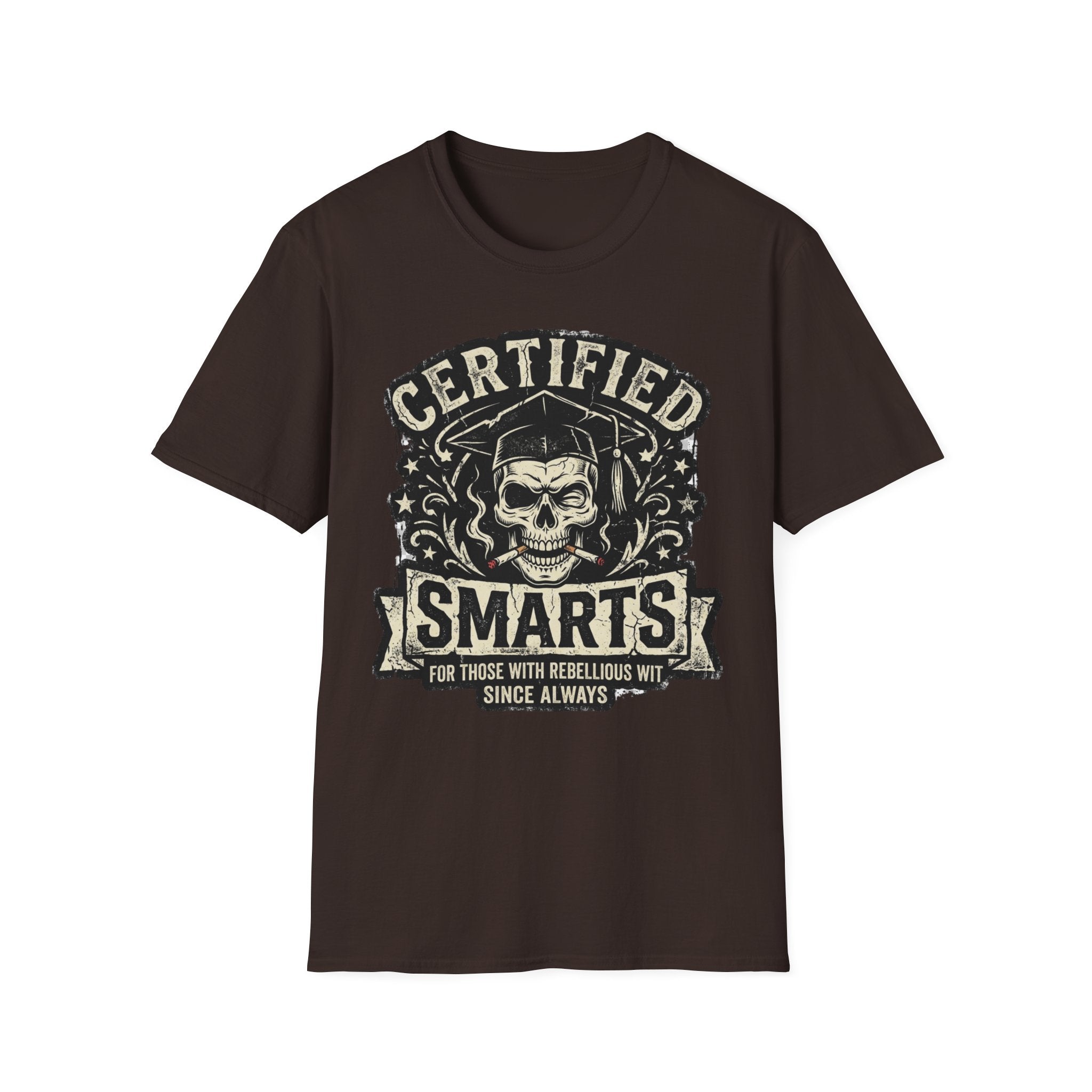 Certified Smarts Skull T-Shirt – Funny Rebel Geek Graphic Tee
