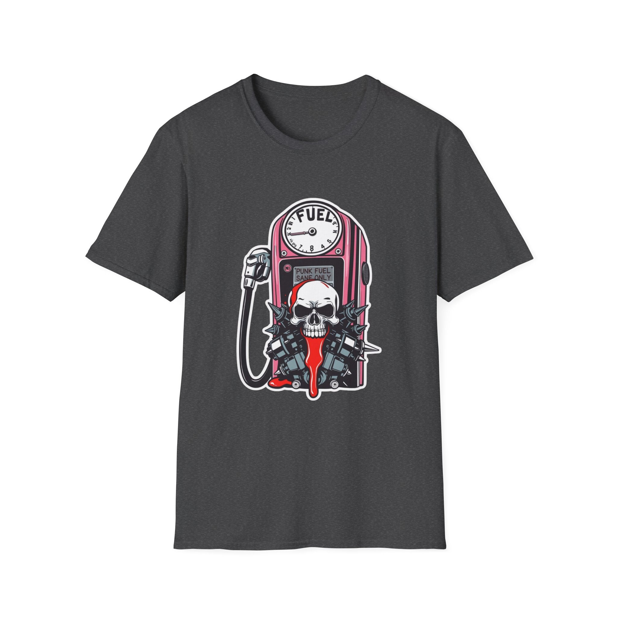 Gas Pump Skull Tee — 'Fuel' Retro Biker Graphic T-Shirt