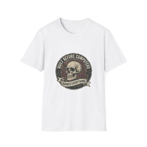 Vintage Skull Graphic T-Shirt - Built Before Computers - 2wo4our5ive Clothing