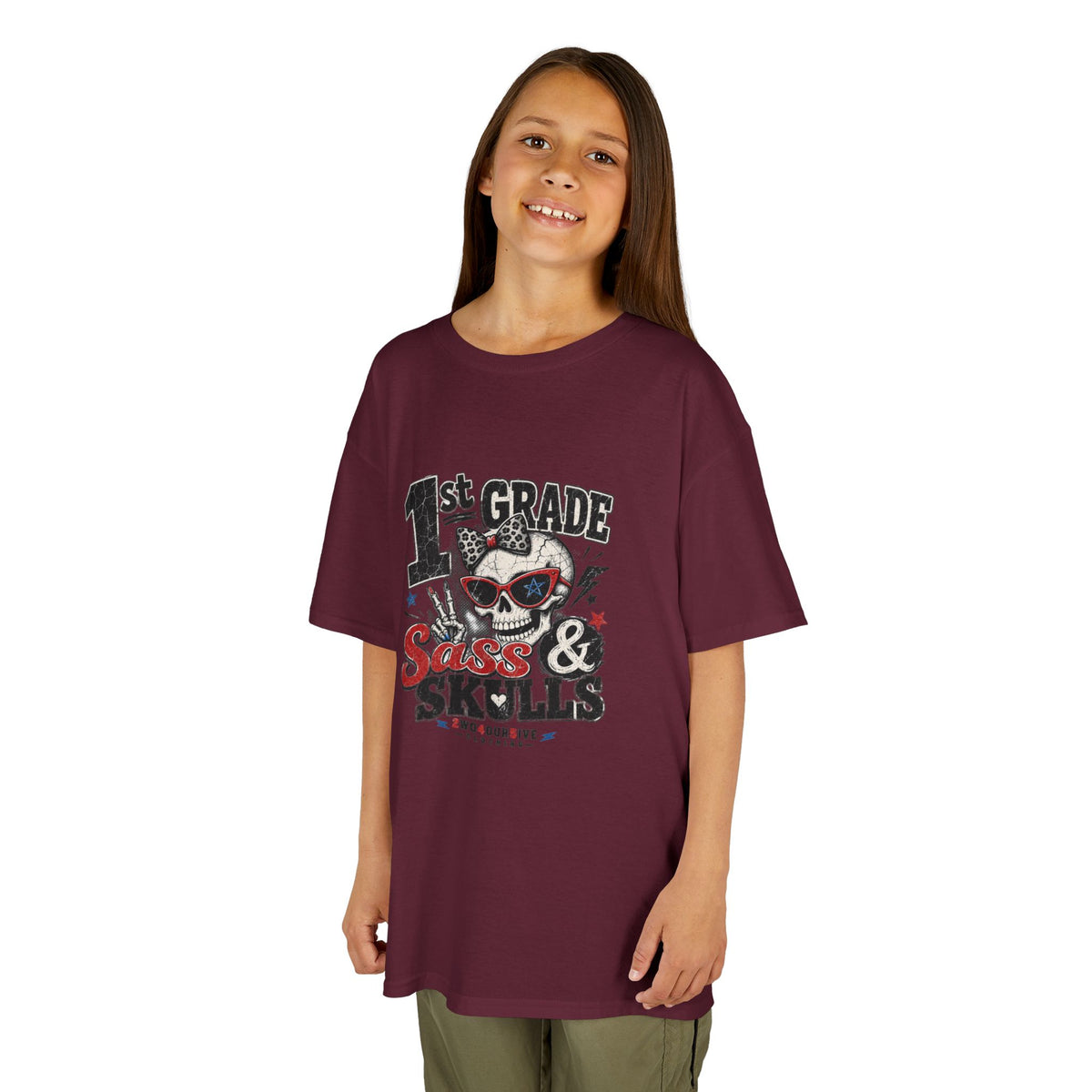 1st Grade Skulls & Sparks Kids Tee — Cute Rocker School Shirt for Back to School