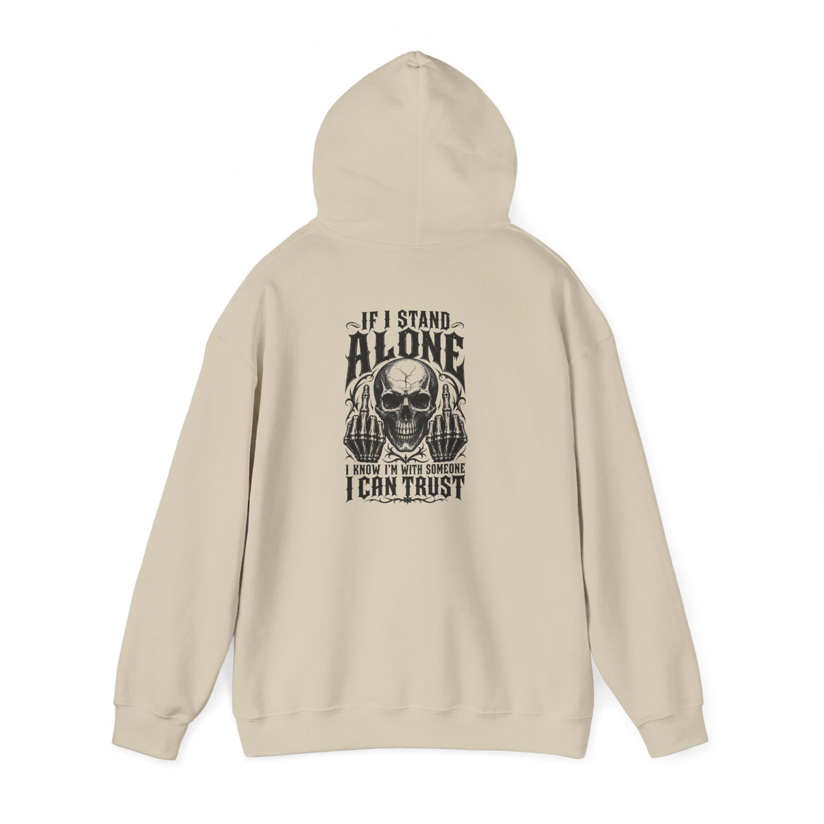 Skull Graphic Hoodie - "Alone I Can Trust" Gothic Skull Back Print
