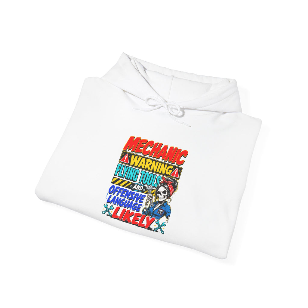 Mechanic Warning Hoodie | Flying Tools & Offensive Language