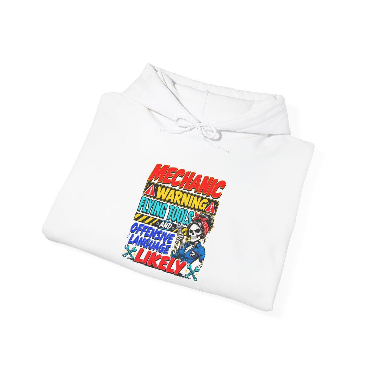 Mechanic Warning Hoodie | Flying Tools & Offensive Language