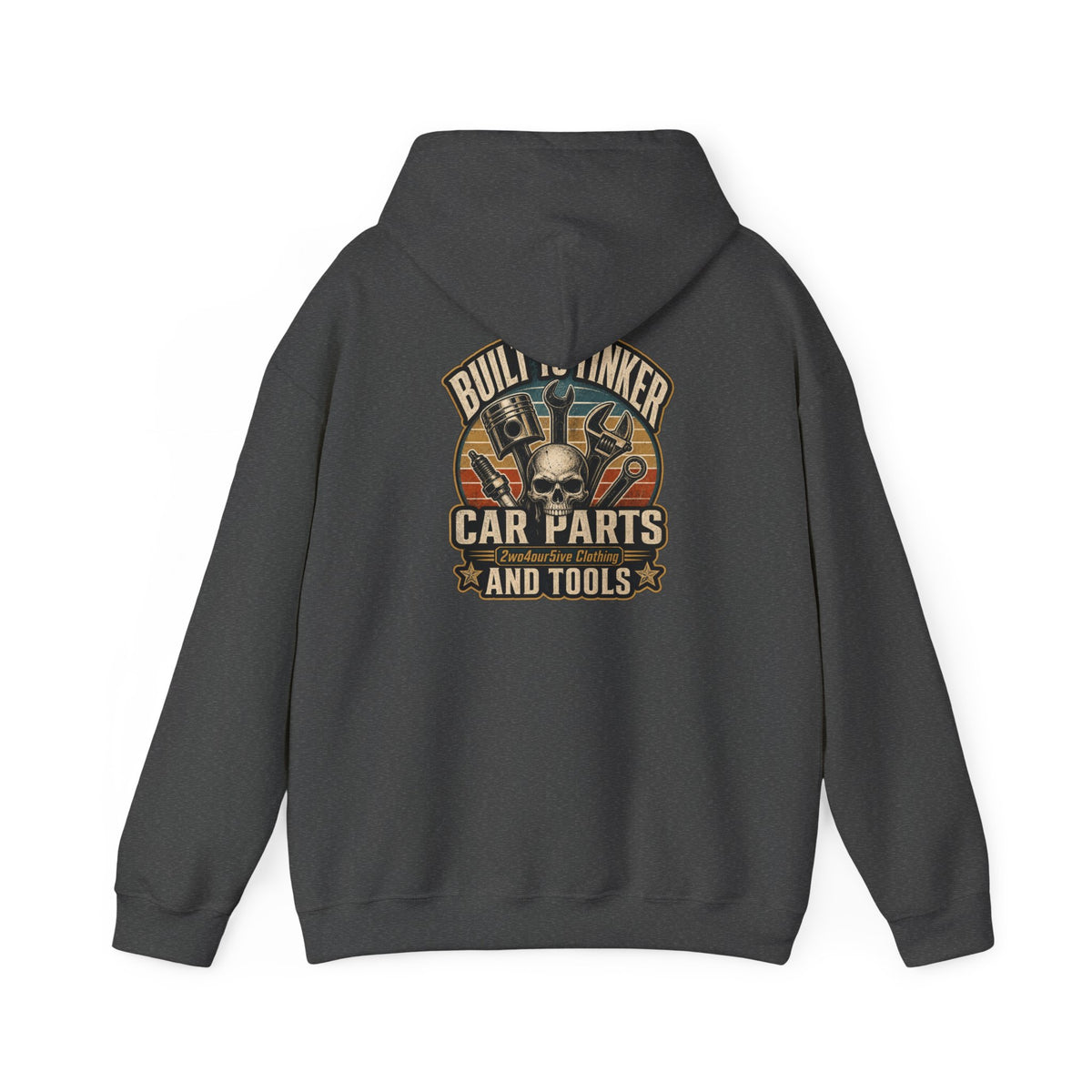 Mechanic Hoodie — "Built by a Thinker" Car Parts & Tools Skull Garage Pullover