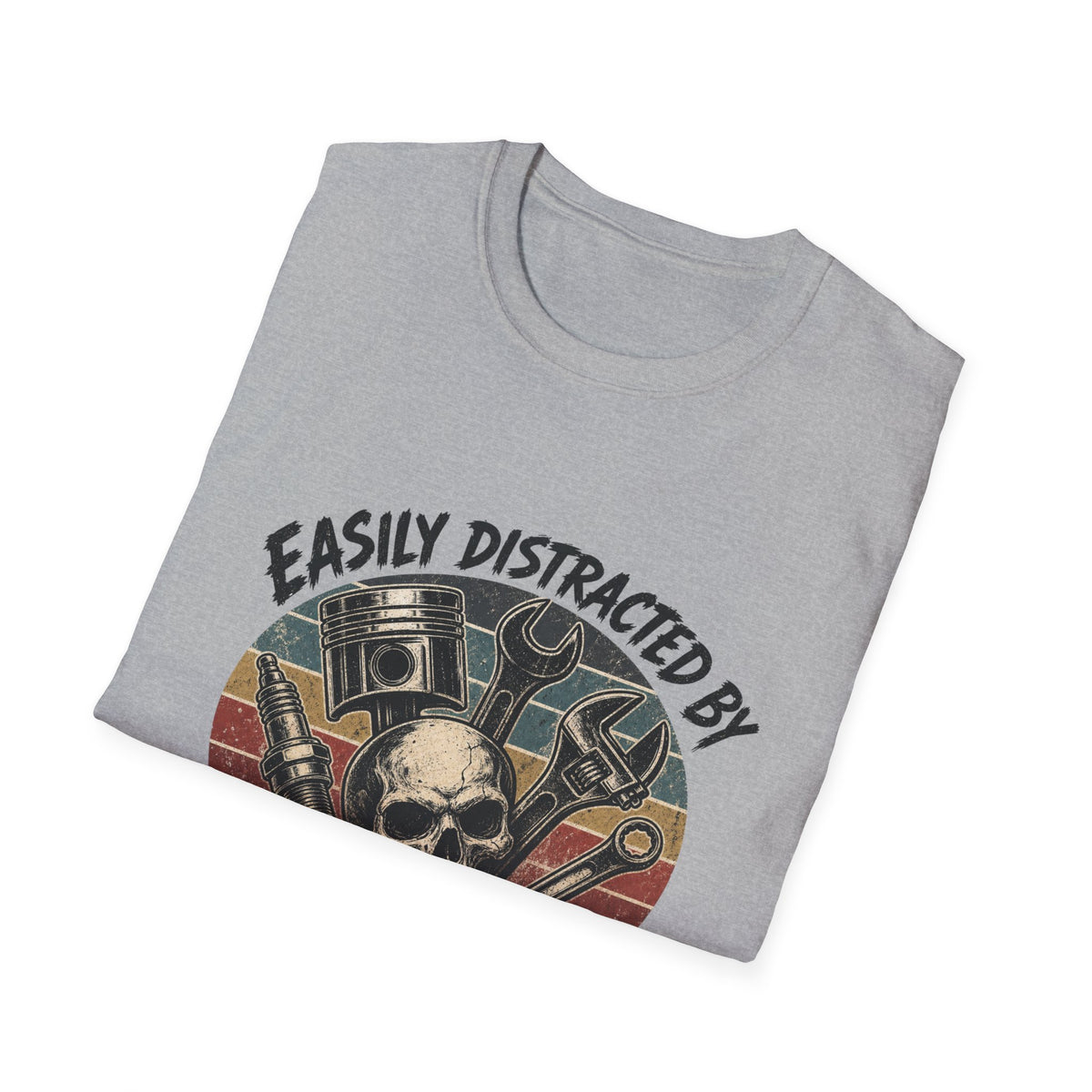 Car Parts & Tools T-Shirt — "Easily Distracted by Car Parts and Tools" Retro Mechanic Tee